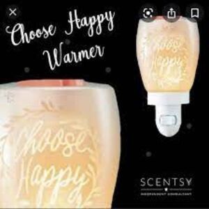 Scentsy Choose Happy Mini Plug In Wax Warmer Glass Never used like New